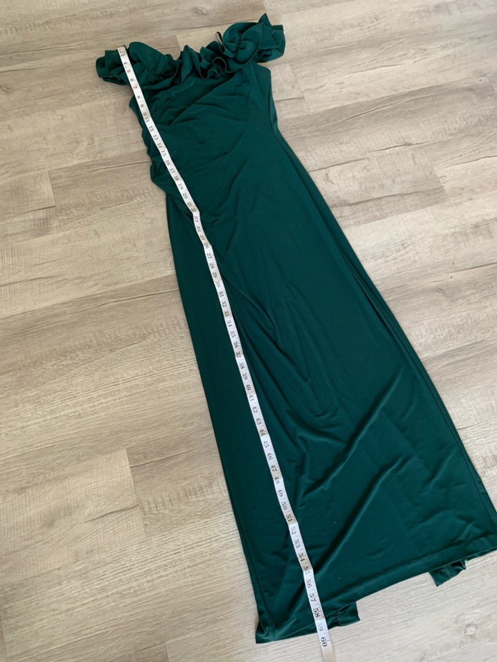 Xscape Emerald Green Ruffle Off-Shoulder Maxi Dress, size 14. - Picture 8 of 14